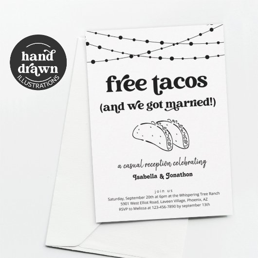 Invitation drôle de réception de mariage avec taco