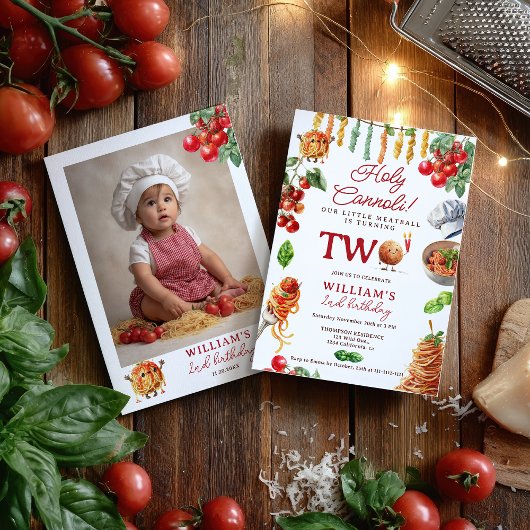 Invitation Drôle de Saint Cannoli petit meatball 2e anniversa