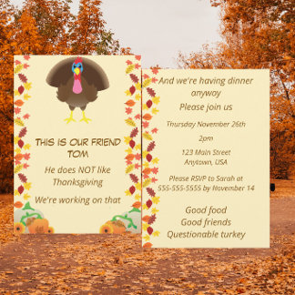 Invitation drôle de Thanksgiving | Voici Tom