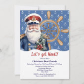 Invitation Drôle Défilé de bateaux de Noël Let's Get Nauti (Devant)