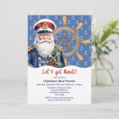 Invitation Drôle Défilé de bateaux de Noël Let's Get Nauti (Debout devant)