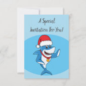 Invitation Drôle dessin animé de requin de Noël (Dos)