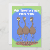 Invitation Drôle dessin animé du trio australien emu (Dos)