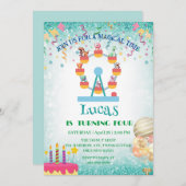 Invitation Drôle dinosaure Ferris roue fête d'anniversaire do (Devant / Derrière)