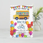 Invitation Drôle dinosaure Retour à l'école Bus garçon Annive (Debout devant)