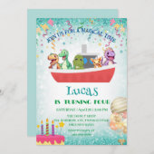 Invitation Drôle dinosaure Yacht fête d'anniversaire do-it-yo (Devant / Derrière)