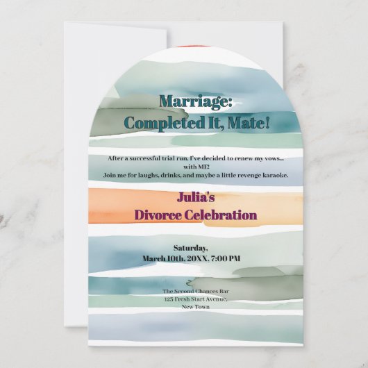 Invitation Drôle Divorce Liberté encourage à de nouveaux débu (Devant)