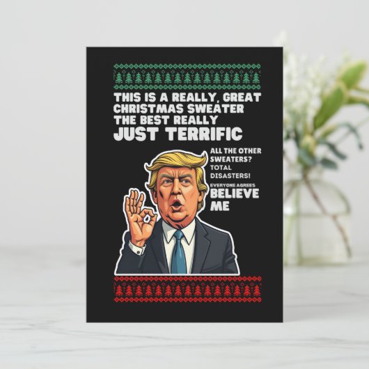 Invitation Drôle Donald Trump laide parodie de pull de Noël (Debout devant)