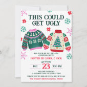 Invitation Drôle Doux moche fête de Noël et flocons de neige (Devant)