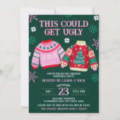 Invitation Drôle Doux moche fête de Noël et flocons de neige (Devant)