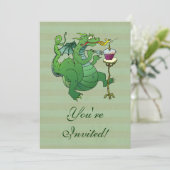 Invitation Drôle dragon soufflant bougies d'anniversaire (Debout devant)