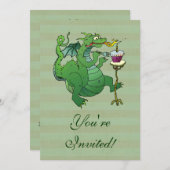 Invitation Drôle dragon soufflant bougies d'anniversaire (Devant / Derrière)