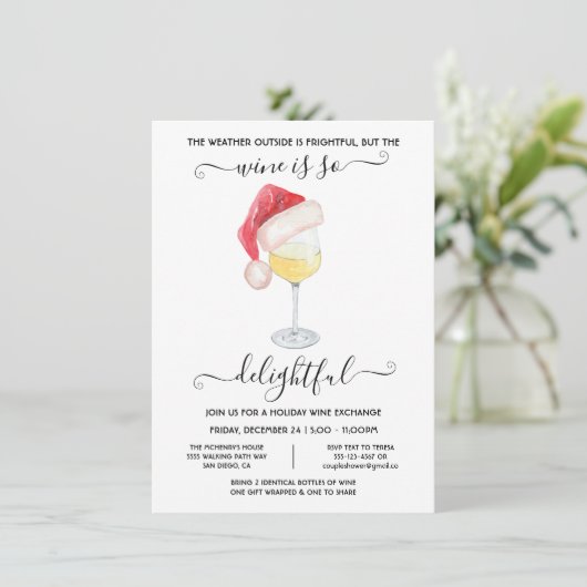 Invitation Drôle Échange de vin Fête de Noël (Debout devant)