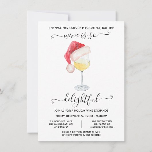 Invitation Drôle Échange de vin Fête de Noël (Devant)