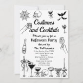 Invitation Drôle Éffrayant Scribbles Halloween Cocktail Party (Devant)