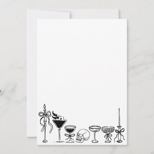 Invitation Drôle Éffrayant Scribbles Halloween Cocktail Party (Dos)