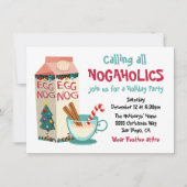 Invitation Drôle Eggnog Nogaholics Noël Cocktail Party (Devant)