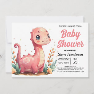 Invitation Drôle Elegant Personnalisé Dinosaur Baby shower fi