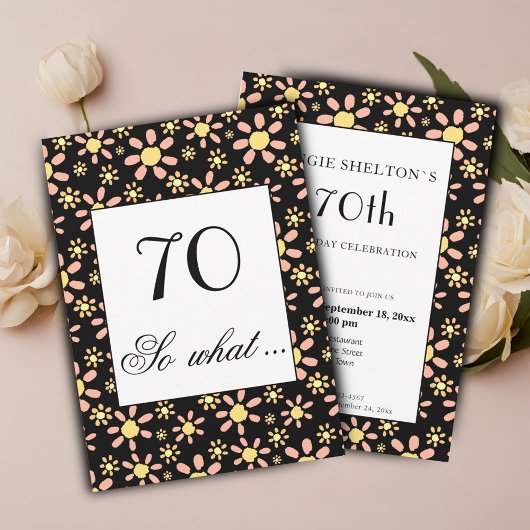 Invitation drôle et florale pour 70e anniversaire