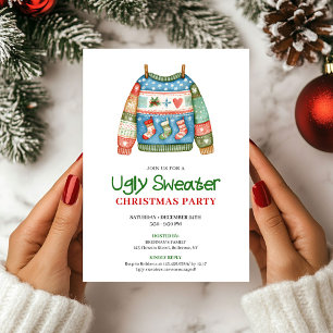 Invitation drôle et laide de Noël pour un sweater