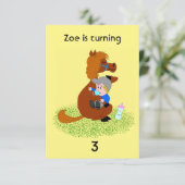 Invitation Drôle et mignon poney avec bébé - anniversaire de  (Debout devant)