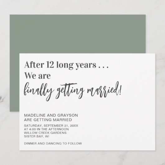 Invitation Drôle Finalement Se Marier Mariage Décontracté (Devant / Derrière)