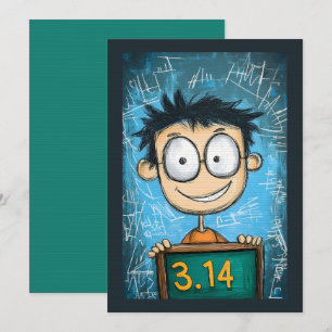 Invitation Drôle Genius Pi Day en action Cartoon Math Whiz