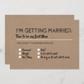 Invitation Drôle Groomsman Best Man Checklist Proposition (Devant / Derrière)