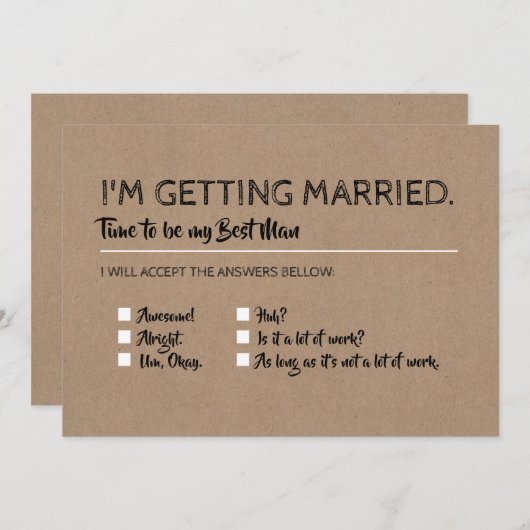Invitation Drôle Groomsman Best Man Checklist Proposition (Devant / Derrière)
