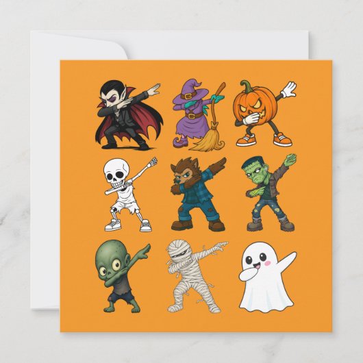 Invitation Drôle Halloween caractères Dabbing (Devant)