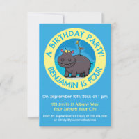 Drôle hippopotame personnalisées d'anniversaire