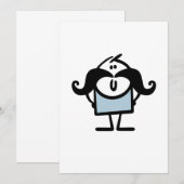 Invitation Drôle homme bâton avec moustaches (Devant / Derrière)