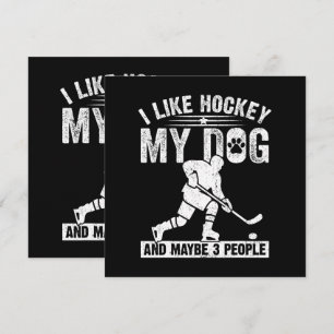 Invitation Drôle J'aime le hockey Mon chien et peut-être 3 pe