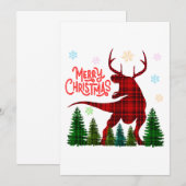 Invitation drôle joyeux noël dinosaure cerf carreaux (Devant / Derrière)