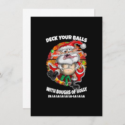 Invitation Drôle Joyeux Noël Fou Père Noël Festive Joyeux Xm (Devant / Derrière)