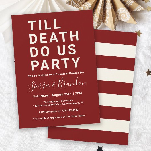Invitation Drôle jusqu'à la mort Do Us Party Couple's Shower
