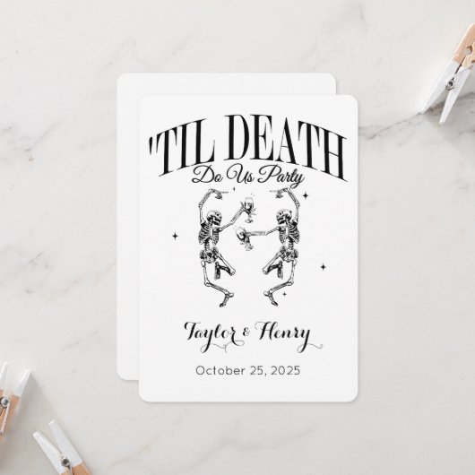 Invitation Drôle jusqu'à la mort Fêtons-nous mariage invitati (Devant/Arrière en situation)