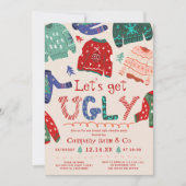 Invitation Drôle kitsch moche pull beige entreprise Noël (Devant)