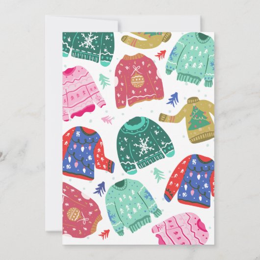 Invitation Drôle kitsch moche pull blanc entreprise Noël (Dos)