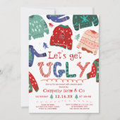 Invitation Drôle kitsch moche pull blanc entreprise Noël (Devant)