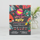 Invitation Drôle kitsch moche pull gris entreprise Noël (Debout devant)