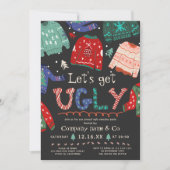 Invitation Drôle kitsch moche pull gris entreprise Noël (Devant)