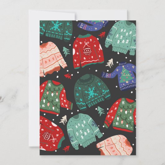 Invitation Drôle kitsch moche pull gris entreprise Noël (Dos)