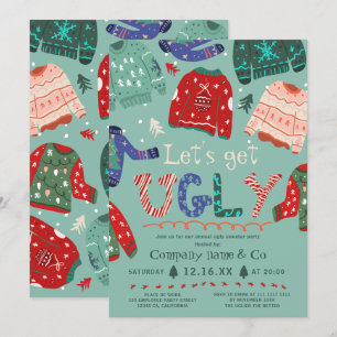 Invitation Drôle kitsch moche sweat vert entreprise Noël