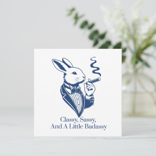 Invitation Drôle lapin Classé Fumer Cigar (Debout devant)