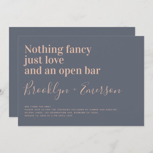 Invitation Drôle Mariage de typographie (Devant / Derrière)