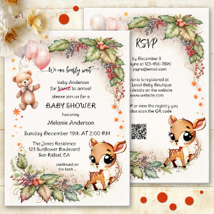 Invitation Drôle mignon Baby shower de l'ours de Noël