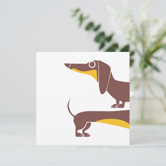 Invitation Drôle mignon dachshund pour parent chien long (Debout devant)