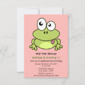 Invitation Drôle mignon grenouille caricature anniversaire de (Devant)