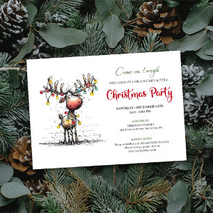 Invitation drôle moderne de fête de Noël de renne